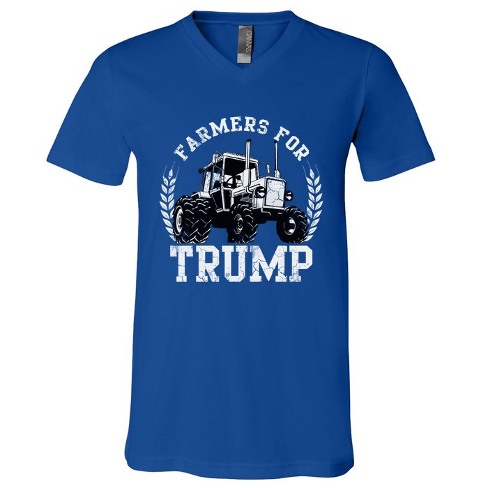 Farmers For Trump 2024 Election Farming Farmer Usa Funny Gift V-Neck T-Shirt