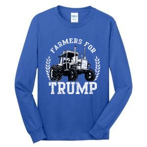 Farmers For Trump 2024 Election Farming Farmer Usa Funny Gift Tall Long Sleeve T-Shirt