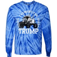 Farmers For Trump 2024 Election Farming Farmer Usa Funny Gift Tie-Dye Long Sleeve Shirt