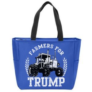 Farmers For Trump 2024 Election Farming Farmer Usa Funny Gift Zip Tote Bag