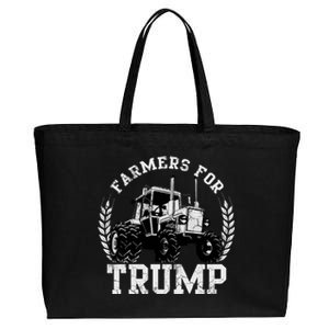 Farmers For Trump 2024 Election Farming Farmer Usa Funny Gift Cotton Canvas Jumbo Tote