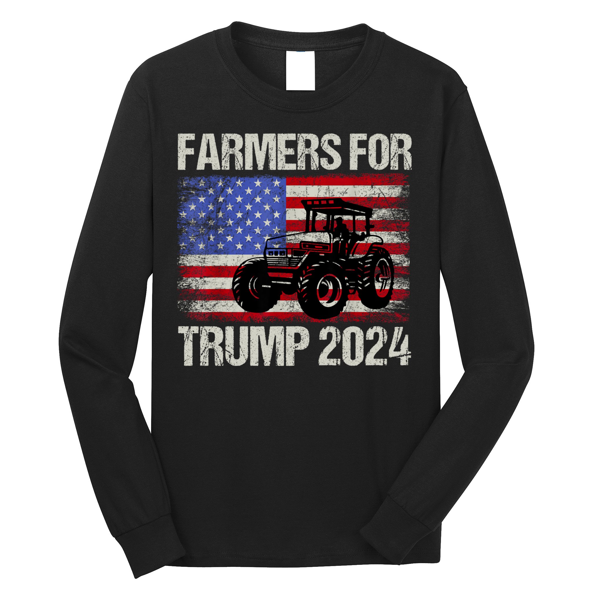 Farmers For Trump 2024 American Election Pro Trump Farmers Long Sleeve Shirt
