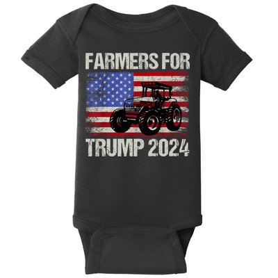 Farmers For Trump 2024 American Election Pro Trump Farmers Baby Bodysuit