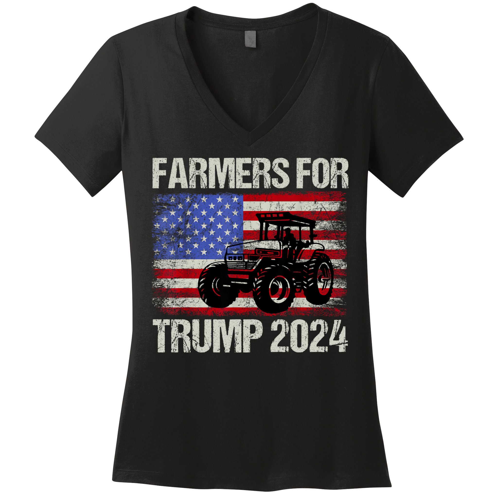 Farmers For Trump 2024 American Election Pro Trump Farmers Women's V-Neck T-Shirt