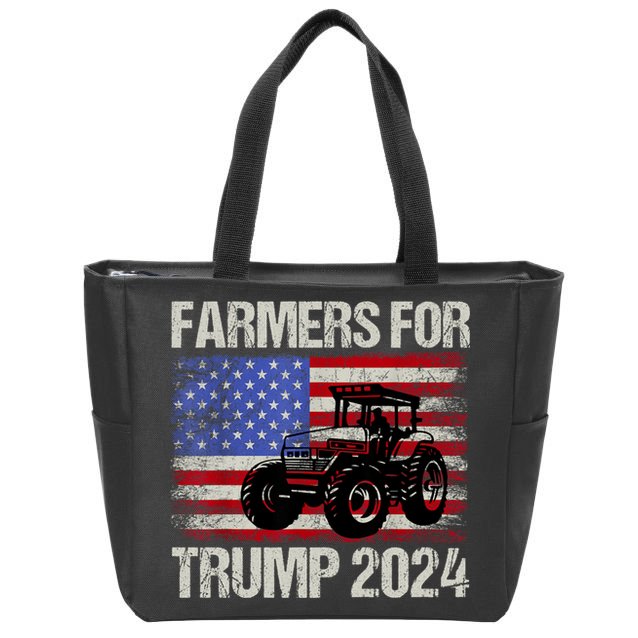 Farmers For Trump 2024 American Election Pro Trump Farmers Zip Tote Bag