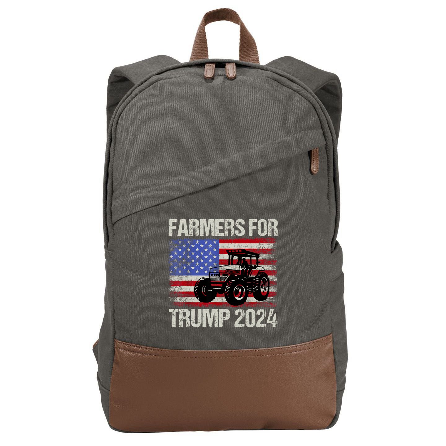 Farmers For Trump 2024 American Election Pro Trump Farmers Cotton Canvas Backpack