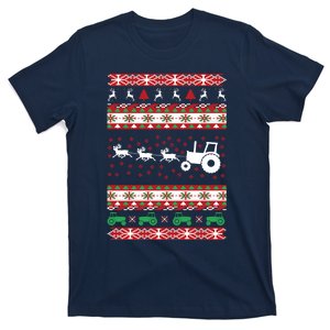 Farming Farmer Tractor Ugly Christmas T T-Shirt