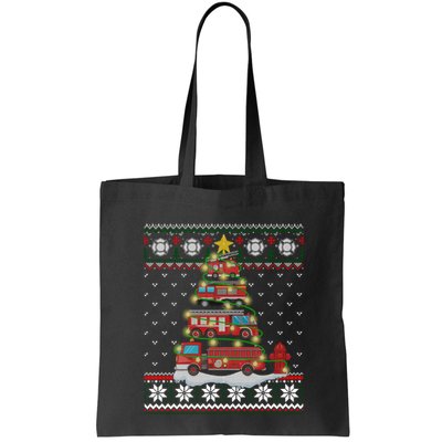 Firefighter Fire Truck Christmas Tree Xmas Gift Ugly Sweater Bag
