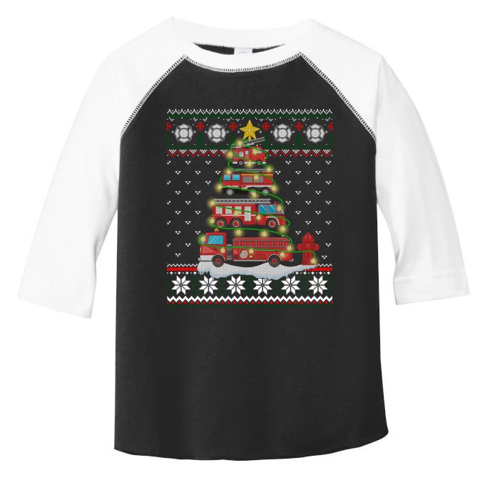 Firefighter Fire Truck Christmas Tree Xmas Gift Ugly Sweater Toddler Fine Jersey T-Shirt