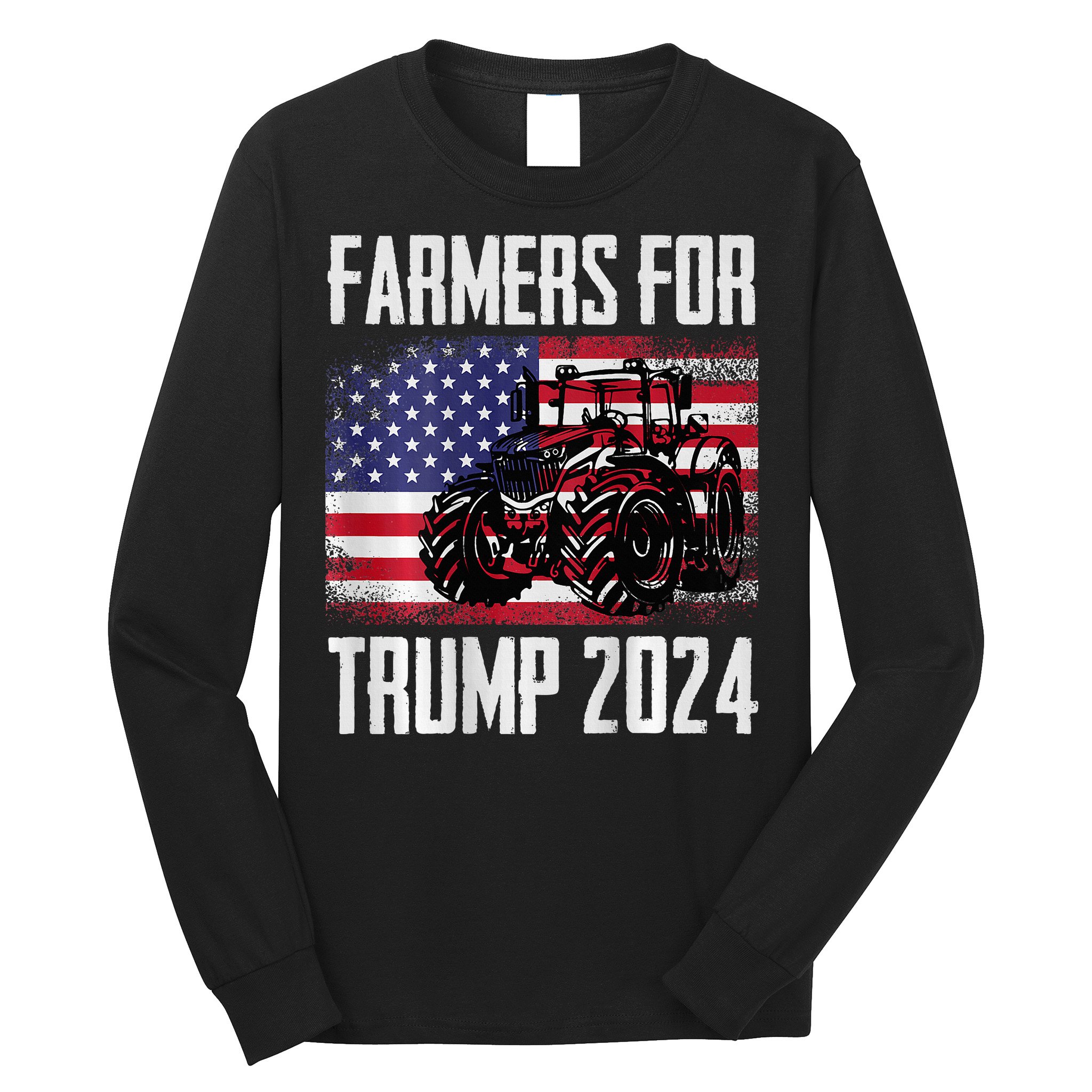Farmers For Trump 2024 Proud Farm Truck Patriotic Election Long Sleeve Shirt