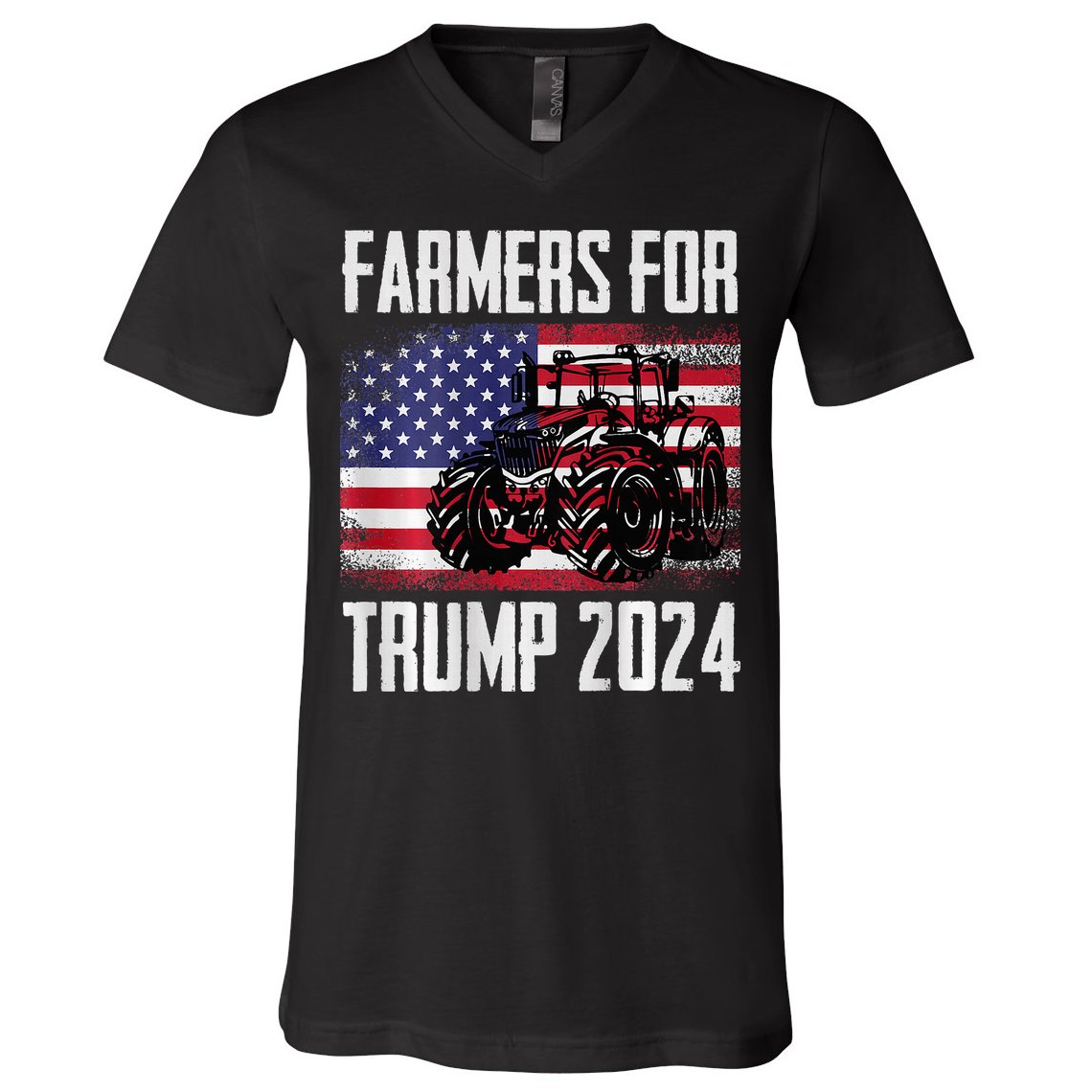 Farmers For Trump 2024 Proud Farm Truck Patriotic Election V-Neck T-Shirt