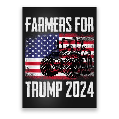 Farmers For Trump 2024 Proud Farm Truck Patriotic Election Poster
