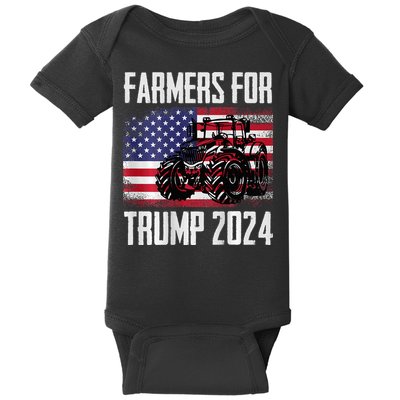 Farmers For Trump 2024 Proud Farm Truck Patriotic Election Baby Bodysuit