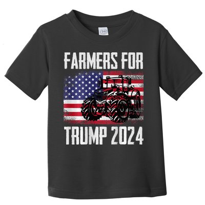 Farmers For Trump 2024 Proud Farm Truck Patriotic Election Toddler T-Shirt