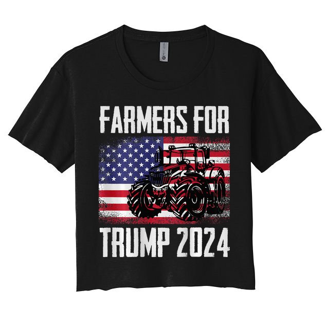 Farmers For Trump 2024 Proud Farm Truck Patriotic Election Crop Top