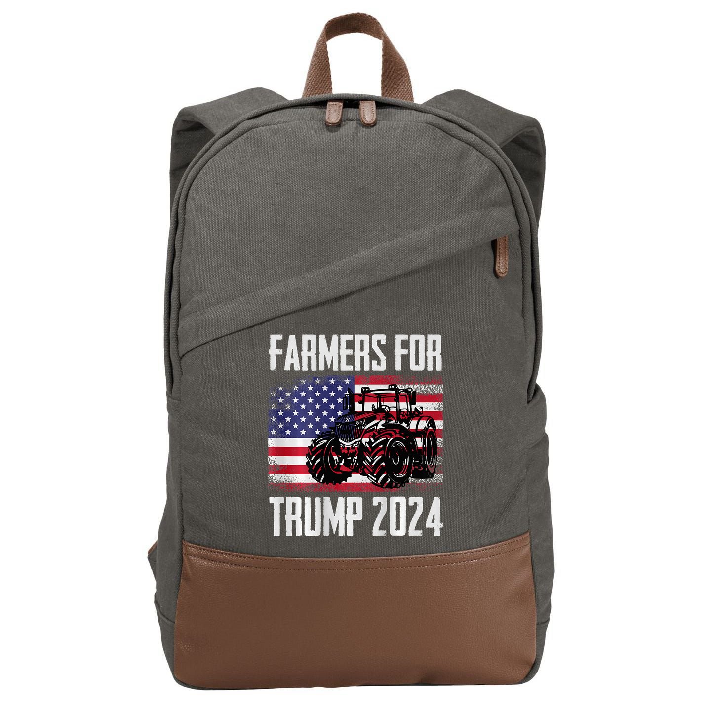 Farmers For Trump 2024 Proud Farm Truck Patriotic Election Cotton Canvas Backpack