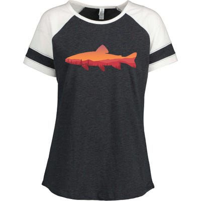 Fly Fishing Trout Fishing Tee Fishing Lover Enza Ladies Jersey Colorblock Tee