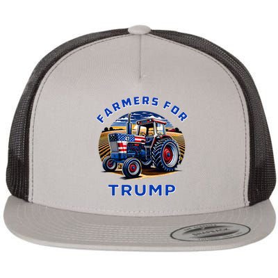 Farmers For Trump Maga 2024 Flat Bill Trucker Hat