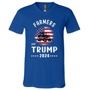 Farmers For Trump 2024 American Flag Vote Trump Gift V-Neck T-Shirt