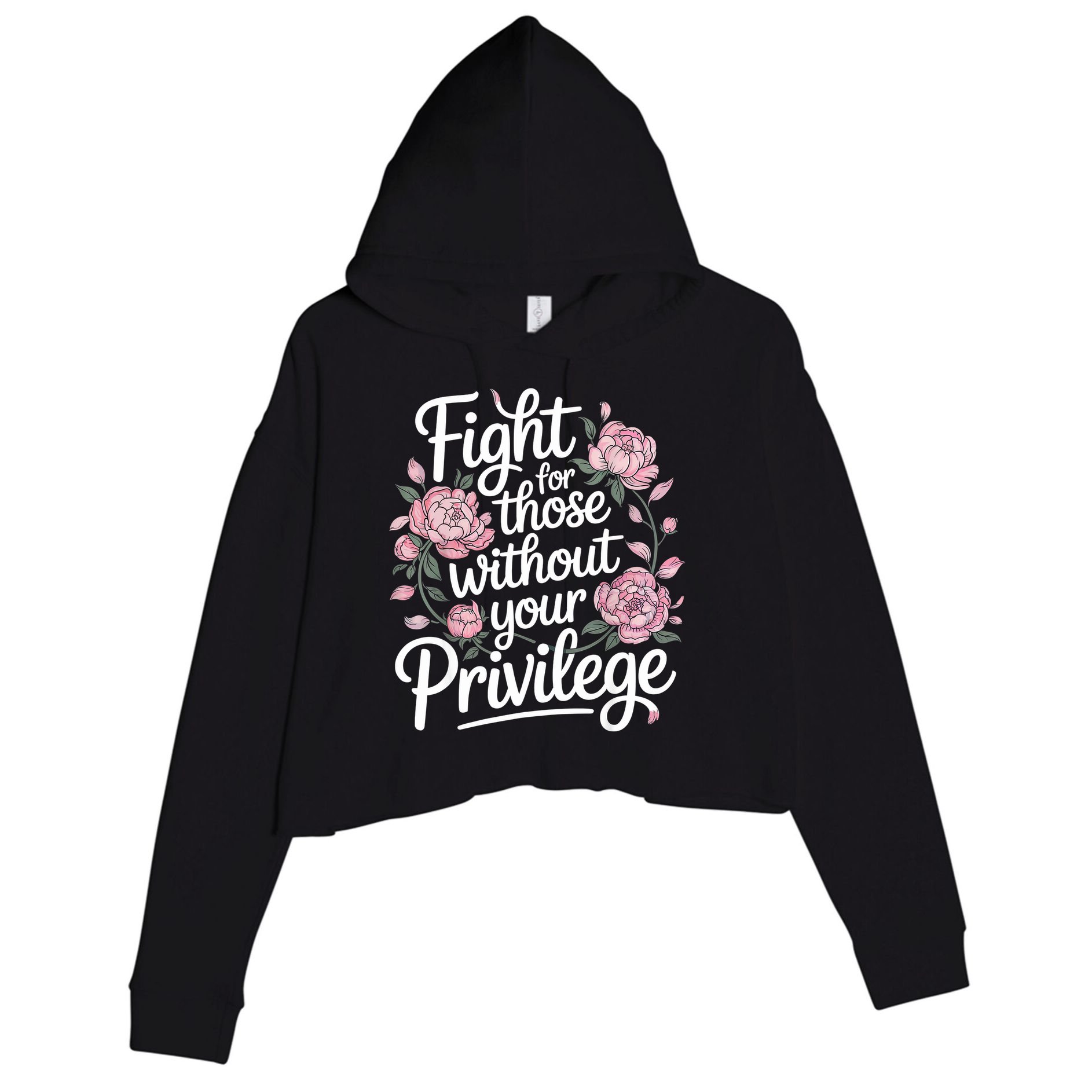 Fight For Those Without Your Privilege ' Women Resist Floral  Crop Fleece Hoodie