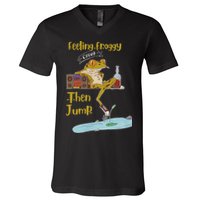 Feeling Froggy Then Jump Frog Apparel V-Neck T-Shirt