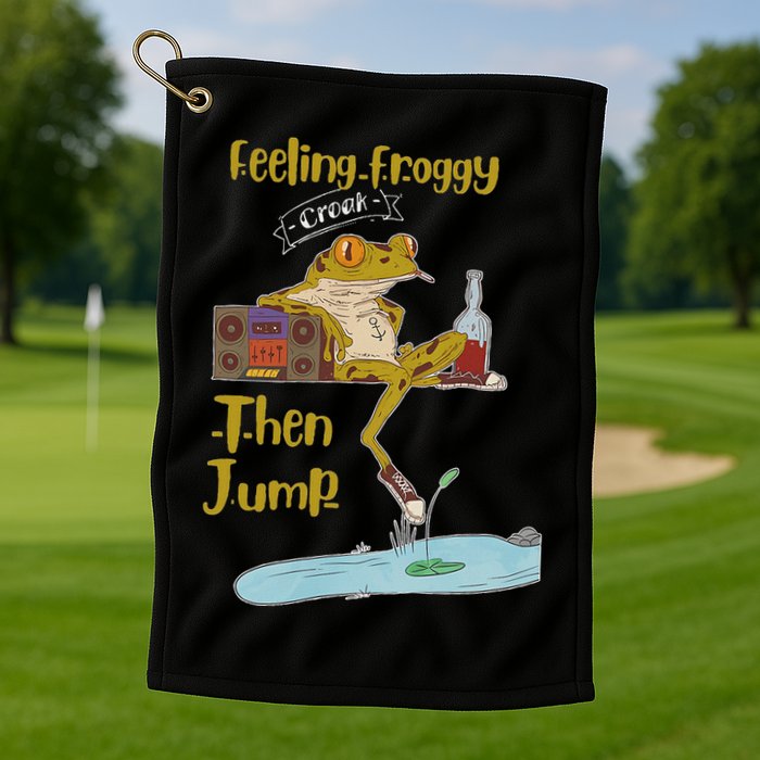 Feeling Froggy Then Jump Frog Apparel Golf Towel