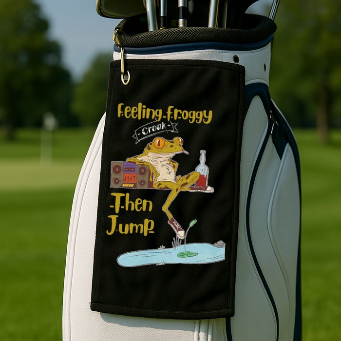 Feeling Froggy Then Jump Frog Apparel Golf Towel