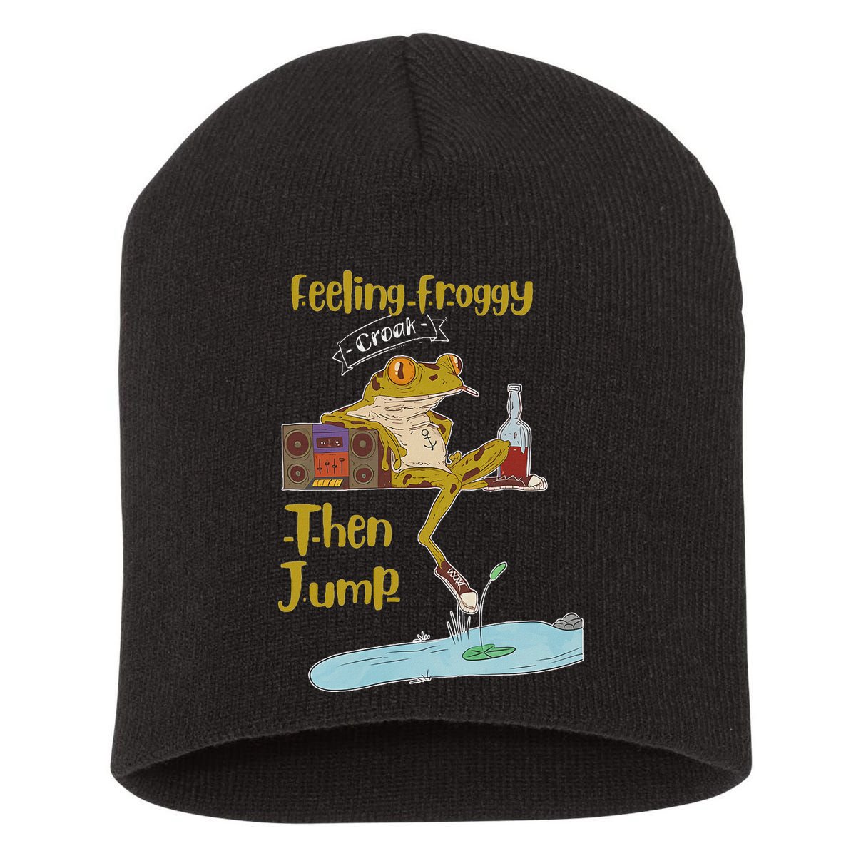 Feeling Froggy Then Jump Frog Apparel Short Acrylic Beanie