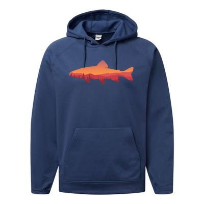 Fly Fishing , Trout Fishing Tee, Fishing Lover Performance Fleece Hoodie