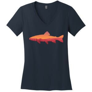 Fly Fishing , Trout Fishing Tee, Fishing Lover Women's V-Neck T-Shirt