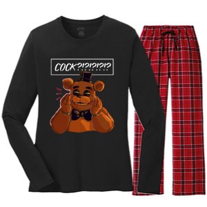 Freddy Fazbear Tfnaf Five Nights At Freddys Meme Halloween Women's Long Sleeve Flannel Pajama Set 