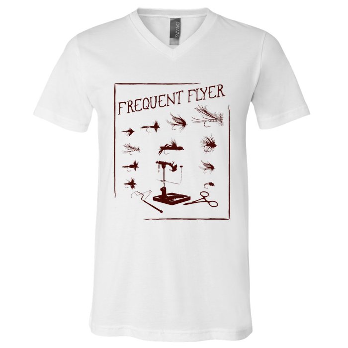 Fly Fishing Tying Funny Fisherman Christmas Fathers Day Gift Short Sleeve V-Neck T-Shirt