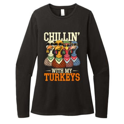 Funny Family Thanksgiving Chillin With My Turkeys Womens CVC Long Sleeve Shirt