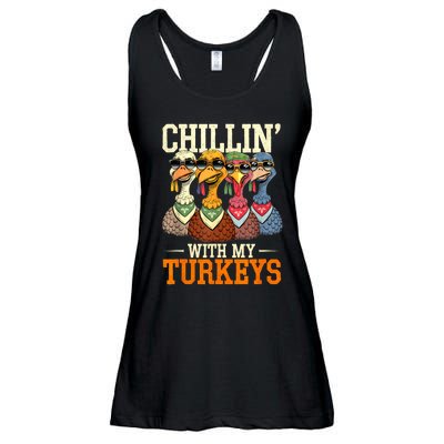 Funny Family Thanksgiving Chillin With My Turkeys Ladies Essential Flowy Tank