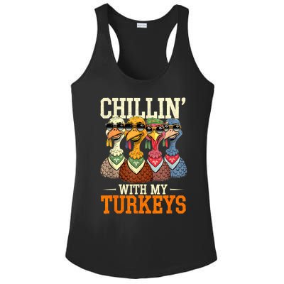 Funny Family Thanksgiving Chillin With My Turkeys Ladies PosiCharge Competitor Racerback Tank