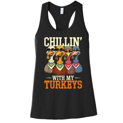 Funny Family Thanksgiving Chillin With My Turkeys Women's Racerback Tank