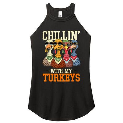 Funny Family Thanksgiving Chillin With My Turkeys Women's Perfect Tri Rocker Tank