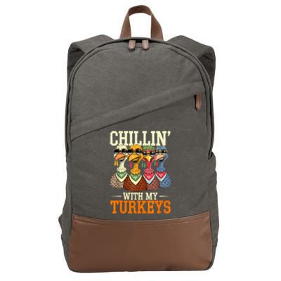 Funny Family Thanksgiving Chillin With My Turkeys Cotton Canvas Backpack