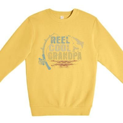 Funny Fishing Tee Vintage Reel Cool Grandpa Premium Crewneck Sweatshirt