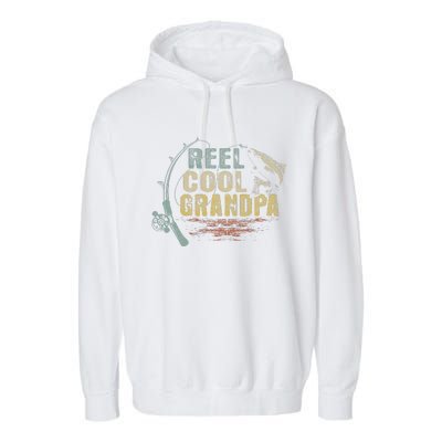 Funny Fishing Tee Vintage Reel Cool Grandpa Garment-Dyed Fleece Hoodie