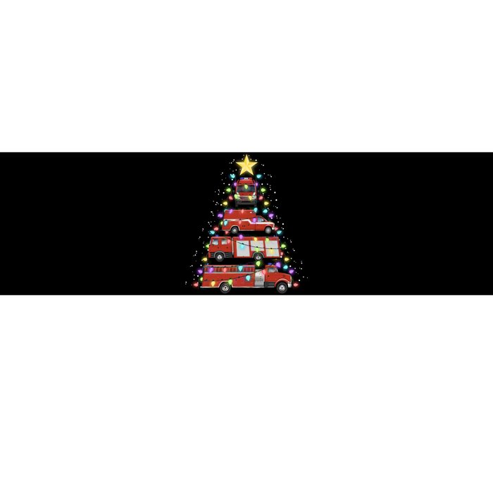 Firefighter Fire Truck Christmas Tree Santa Xmas Light Gift Long Sleeve Bumper Sticker