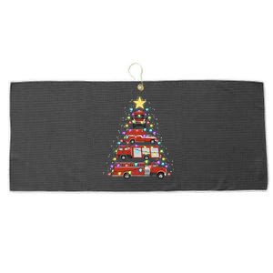 Firefighter Fire Truck Christmas Tree Santa Xmas Light Gift Long Sleeve Large Microfiber Waffle Golf Towel