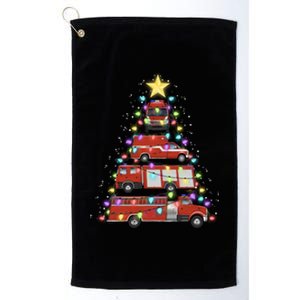 Firefighter Fire Truck Christmas Tree Santa Xmas Light Gift Long Sleeve Platinum Collection Golf Towel