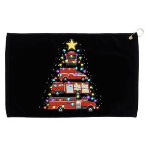 Firefighter Fire Truck Christmas Tree Santa Xmas Light Gift Long Sleeve Grommeted Golf Towel