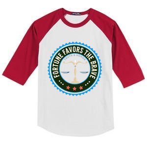 Fortune Favors The Brave Truth And Honor Freedom Design Meaningful Gift Kids Colorblock Raglan Jersey