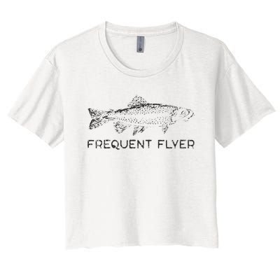 Frequent Flyer Trout Fishing Fly Fishing Women's Crop Top Tee