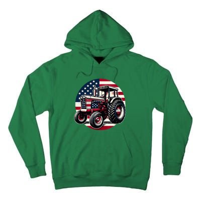 Funny Farm Tractors Usa Flag Patriotic Farming 4th Of July Tall Hoodie