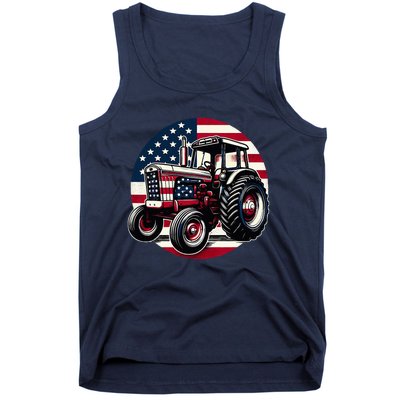 Funny Farm Tractors Usa Flag Patriotic Farming 4th Of July Tank Top