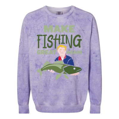 Funny Fisher Trump Tee Make Fishing Great Again Great Gift Colorblast Crewneck Sweatshirt