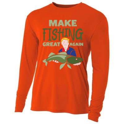 Funny Fisher Trump Tee Make Fishing Great Again Great Gift Cooling Performance Long Sleeve Crew